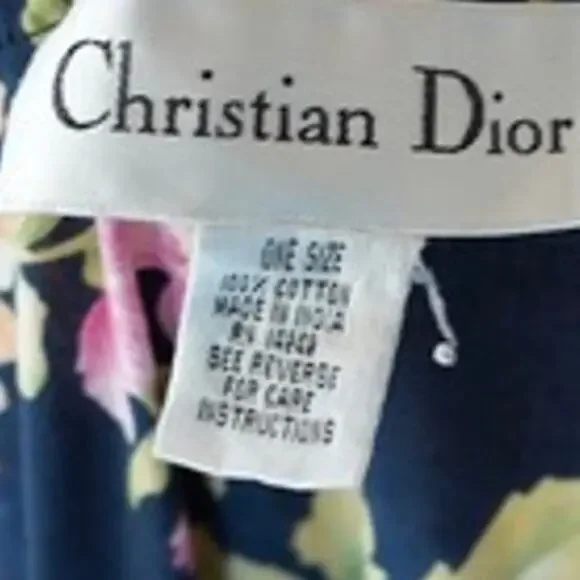 Vintage 1970s Christian Dior Floral Cotton Caftan | One Size | Made in India - Picture 4 of 5